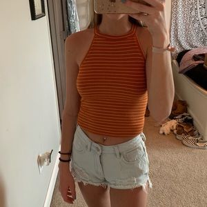 Orange and white striped tank top